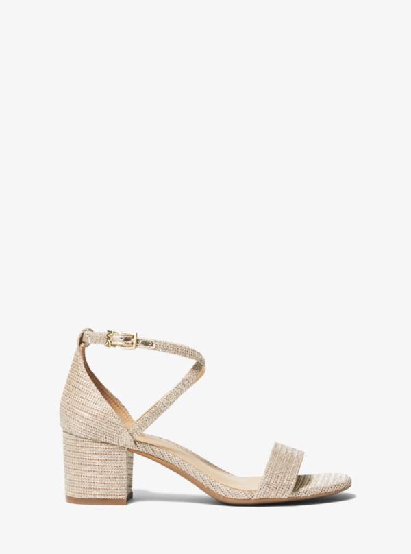 Damske Sandále Michael Kors Serena Flex Glitter Chain-Mesh Zlate - Topanky Michael Kors Akcia | DJNMV-5631